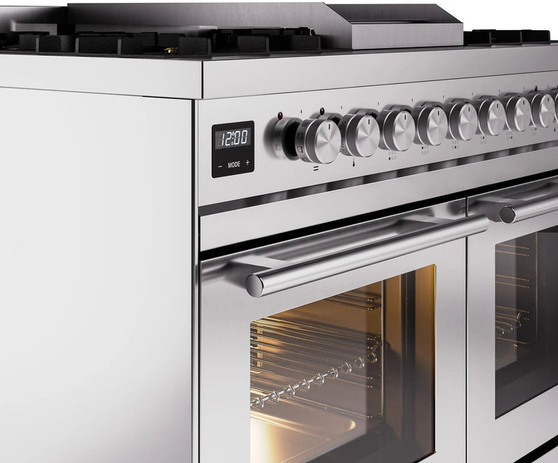 ILVE Professional Plus II 40-Inch Freestanding Dual Fuel Range with 6 Sealed Burner and Removable Griddle in Stainless Steel (UPD40FWMPSS)