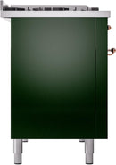 ILVE Nostalgie II 48-Inch Dual Fuel Freestanding Range with Removable Griddle in Emerald Green with Copper Trim (UP48FNMPEGP)