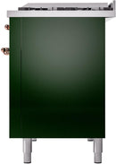 ILVE Nostalgie II 48-Inch Dual Fuel Freestanding Range with Removable Griddle in Emerald Green with Copper Trim (UP48FNMPEGP)