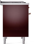 ILVE Nostalgie II 40-Inch Dual Fuel Freestanding Range with Removable Griddle in Burgundy with Copper Trim (UPD40FNMPBUP)