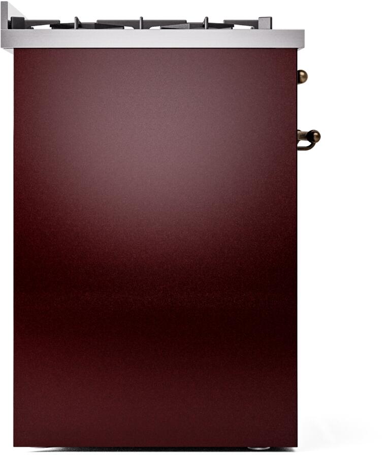 ILVE Nostalgie II 30-Inch Dual Fuel Freestanding Range in Burgundy with Bronze Trim (UP30NMPBUB)