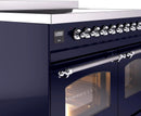 ILVE Nostalgie II 40-Inch Freestanding Electric Induction Range in Midnight Blue with Chrome Trim (UPDI406NMPMBC)