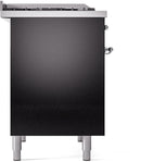 ILVE Nostalgie II 40-Inch Dual Fuel Freestanding Range with Removable Griddle in Glossy Black with Chrome Trim (UPD40FNMPBKC)