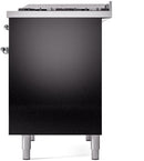 ILVE Nostalgie II 40-Inch Dual Fuel Freestanding Range with Removable Griddle in Glossy Black with Chrome Trim (UPD40FNMPBKC)