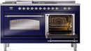 ILVE Nostalgie II 60-Inch Dual Fuel Freestanding Range with Removable Griddle in Midnight Blue with Chrome Trim (UP60FSNMPMBC)