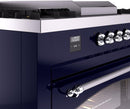 ILVE Nostalgie II 60-Inch Dual Fuel Freestanding Range with Removable Griddle in Midnight Blue with Chrome Trim (UP60FSNMPMBC)