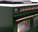 ILVE Nostalgie II 40-Inch Dual Fuel Freestanding Range with Removable Griddle in Emerald Green with Copper Trim (UPD40FNMPEGP)