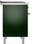 ILVE Nostalgie II 40-Inch Dual Fuel Freestanding Range with Removable Griddle in Emerald Green with Copper Trim (UPD40FNMPEGP)