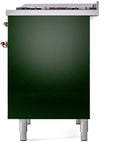 ILVE Nostalgie II 40-Inch Dual Fuel Freestanding Range with Removable Griddle in Emerald Green with Copper Trim (UPD40FNMPEGP)