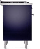 ILVE Nostalgie II 36-Inch Dual Fuel Freestanding Range with Removable Griddle in Midnight Blue with Chrome Trim (UP36FNMPMBC)