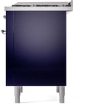 ILVE Nostalgie II 36-Inch Dual Fuel Freestanding Range with Removable Griddle in Midnight Blue with Chrome Trim (UP36FNMPMBC)