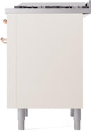 ILVE Nostalgie II 36-Inch Dual Fuel Freestanding Range with Removable Griddle in Antique White with Copper Trim (UP36FNMPAWP)