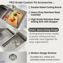 Forno Acqua 45-Inch Drop-In/Undermount 3-Level Workstation Sink with Two Faucets & Glass Rinser (J-WP30)