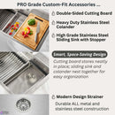 Forno Acqua 33-Inch Drop-In/Undermount 3-Level MultiSINK Workstation Sink with Waterfall Faucet & Glass Rinser (E-XP31)