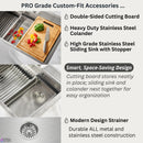 Forno Acqua 33-Inch Drop-In/Undermount 3-Level Workstation Sink with Faucet, Waterfall & Glass Rinser (E-ZP31)