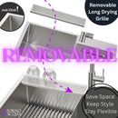 Forno Acqua 33-Inch Drop-In/Undermount 40/60 Double Bowl Sink with Retractable Faucet & Waterfall (H-ZN30)