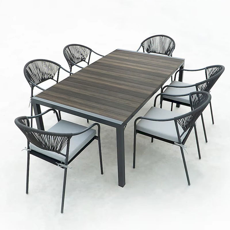 Deko Living 6 Piece Seating Black Outdoor Patio Dining Chairs and Table Set (COP30803)