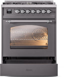 ILVE Nostalgie II 30-Inch Dual Fuel Freestanding Range in Matte Graphite with Chrome Trim (UP30NMPMGC)