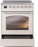 ILVE Nostalgie II 30-Inch Freestanding Electric Induction Range in Antique White with Chrome Trim (UPI304NMPAWC)