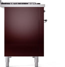 ILVE Nostalgie II 48-Inch Dual Fuel Freestanding Range with Removable Griddle in Burgundy with Copper Trim (UP48FNMPBUC)