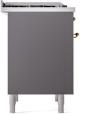 ILVE Nostalgie II 36-Inch Dual Fuel Freestanding Range with Removable Griddle in Matte Graphite with Brass Trim (UP36FNMPMGG)