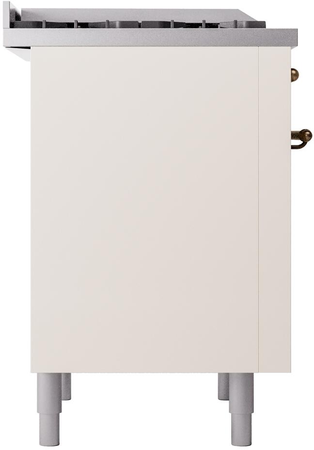 ILVE Nostalgie II 36-Inch Dual Fuel Freestanding Range with Removable Griddle in Antique White with Bronze Trim (UP36FNMPAWB)