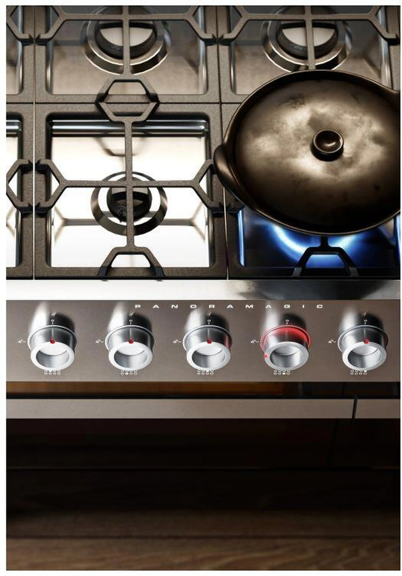 ILVE Panoramagic 48-Inch Freestanding Dual Fuel Range with Removable Griddle in Stainless Steel (UPM12FDS3SS)