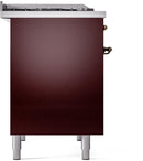 ILVE Nostalgie II 40-Inch Dual Fuel Freestanding Range with Removable Griddle in Burgundy with Bronze Trim (UPD40FNMPBUB)