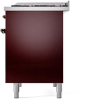 ILVE Nostalgie II 40-Inch Dual Fuel Freestanding Range with Removable Griddle in Burgundy with Bronze Trim (UPD40FNMPBUB)