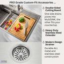 Forno Acqua 33-Inch Drop-In/Undermount 3-Level Workstation Sink with Waterfall Faucet & Glass Rinser (D-XP30)