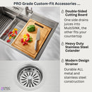 Forno Acqua 33-Inch Drop-In/Undermount 3-Level Workstation with Retractable Faucet & Glass Rinser (D-ZP30)