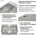 Forno Acqua 33-Inch Drop-In/Undermount 50/50 Double Bowl Stainless Steel Sink with Faucet & Waterfall (G-ZN30)