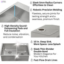 Forno Acqua 33-Inch Drop-In/Undermount 40/60 Double Bowl Stainless Steel Sink with Waterfall Faucet (H-XN30)