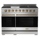 Gordon Ramsay by Thor Kitchen 48-Inch Professional Gas Range with Liquid Propane Kit and 6.8 Cu. Ft. Double Oven in Stainless Steel with Bronze Trim (RSG48E-BRZ-LP)