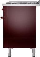 ILVE Nostalgie II 48-Inch Dual Fuel Freestanding Range with Removable Griddle in Burgundy with Copper Trim (UP48FNMPBUP)