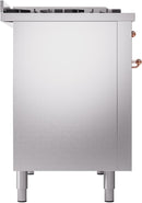 ILVE Nostalgie II 48-Inch Dual Fuel Freestanding Range with Removable Griddle in Stainless Steel with Copper Trim (UP48FNMPSSP)