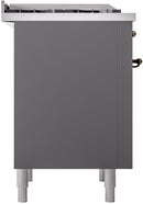 ILVE Nostalgie II 36-Inch Dual Fuel Freestanding Range with Removable Griddle in Matte Graphite with Bronze Trim (UP36FNMPMGB)