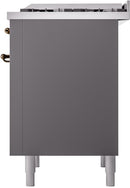 ILVE Nostalgie II 36-Inch Dual Fuel Freestanding Range with Removable Griddle in Matte Graphite with Bronze Trim (UP36FNMPMGB)