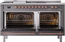 ILVE Nostalgie II 60-Inch Dual Fuel Freestanding Range with Removable Griddle in Matte Graphite with Copper Trim (UP60FSNMPMGP)