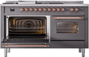 ILVE Nostalgie II 60-Inch Dual Fuel Freestanding Range with Removable Griddle in Matte Graphite with Copper Trim (UP60FSNMPMGP)