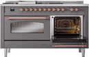 ILVE Nostalgie II 60-Inch Dual Fuel Freestanding Range with Removable Griddle in Matte Graphite with Copper Trim (UP60FSNMPMGP)
