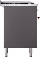 ILVE Nostalgie II 60-Inch Dual Fuel Freestanding Range with Removable Griddle in Matte Graphite with Copper Trim (UP60FSNMPMGP)