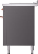 ILVE Nostalgie II 60-Inch Dual Fuel Freestanding Range with Removable Griddle in Matte Graphite with Copper Trim (UP60FSNMPMGP)