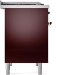 ILVE Nostalgie II 40-Inch Dual Fuel Freestanding Range with Removable Griddle in Burgundy with Brass Trim (UPD40FNMPBUG)