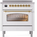 ILVE Nostalgie II 36-Inch Limited Edition Induction Range in White with Brass Trim (UPI366NMPWHG-LE)
