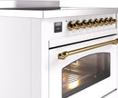 ILVE Nostalgie II 36-Inch Limited Edition Induction Range in White with Brass Trim (UPI366NMPWHG-LE)