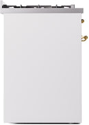 ILVE Nostalgie II 30-Inch Dual Fuel Freestanding Range in White with Brass Trim (UP30NMPWHG)