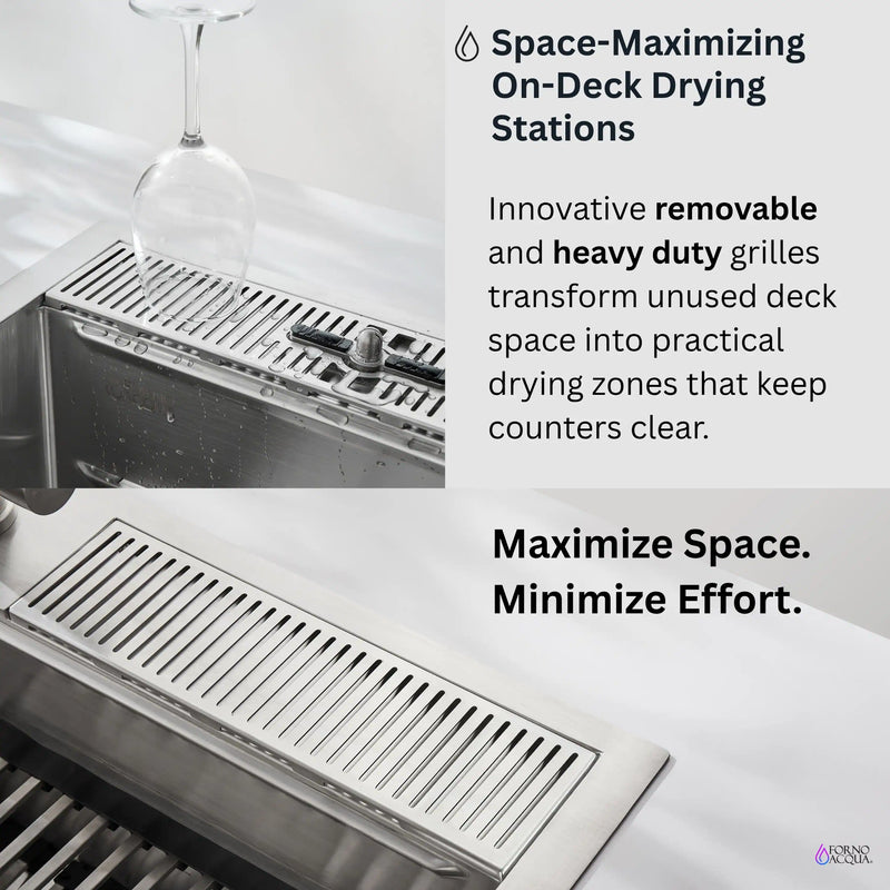 Forno Acqua 33-Inch Drop-In/Undermount 3-Level Workstation with Retractable Faucet & Glass Rinser (D-ZP30)