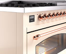 ILVE Nostalgie II 48-Inch Dual Fuel Freestanding Range with Removable Griddle in Antique White with Copper Trim (UP48FNMPAWP)