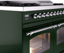 ILVE Nostalgie II 40-Inch Dual Fuel Freestanding Range with Removable Griddle in Emerald Green with Chrome Trim (UPD40FNMPEGC)